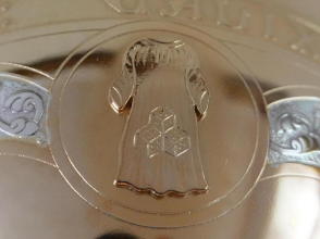 Solid silver gilt antique French Romanesque Chalice.